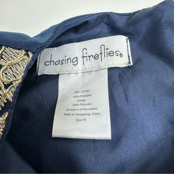 Chasing Fireflies navy gold lace formal dress - Picture 6 of 9